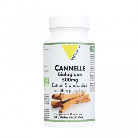 Cannelle bio 500mg 80 gélules Vitall+